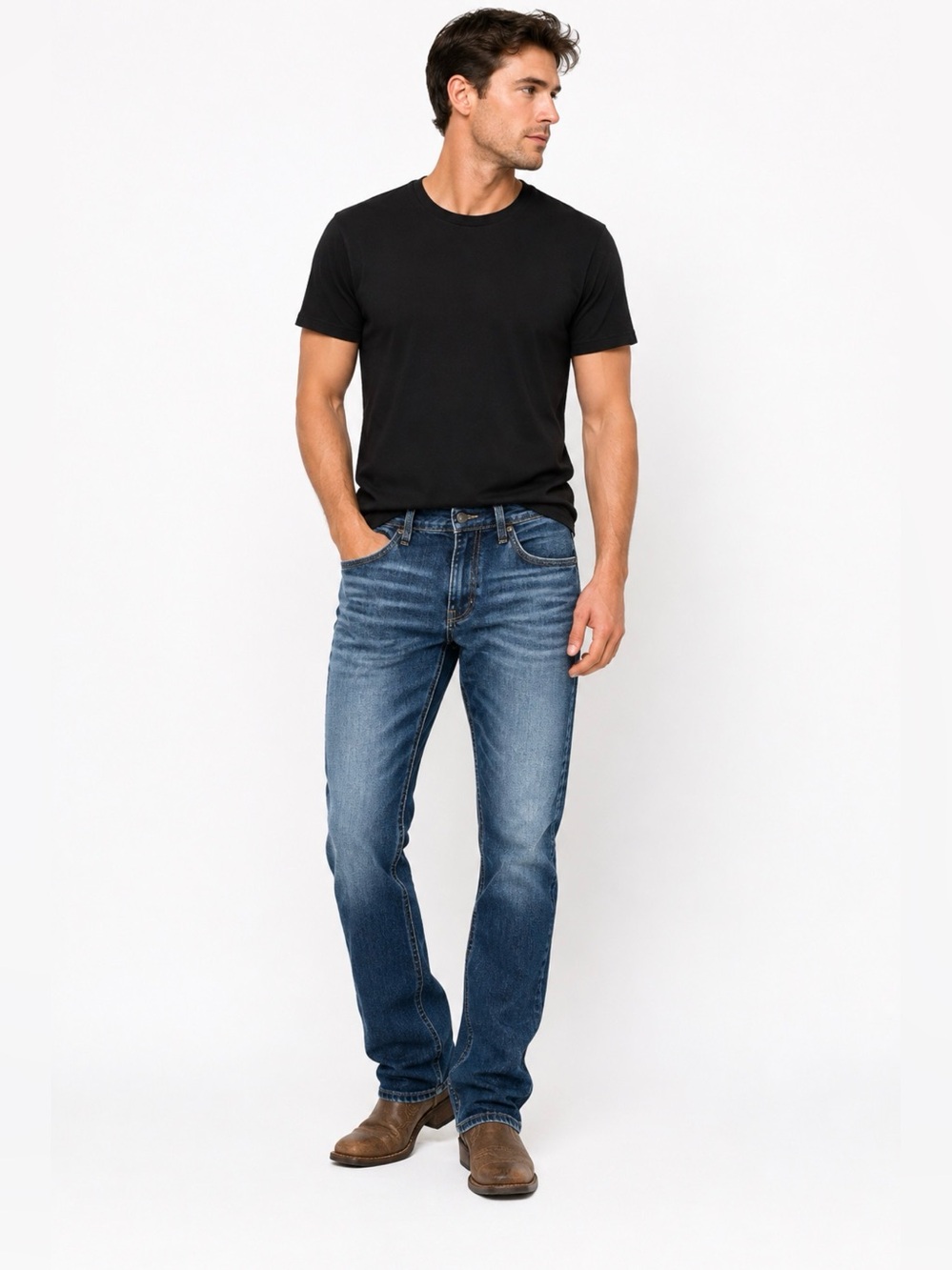 BKE Alec Men’s 26 Straight Stretch Jeans Blue Medium Wash Embroidered - Picture 2 of 9